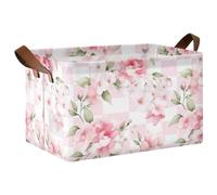 Mnsruu Grand panier de rangement à carreaux roses pour étagères - Grand bac de rangement cube étanche - Organisateur de placard, vêtements, chambre à coucher