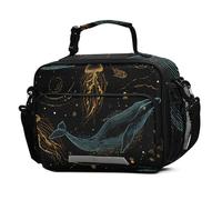Mnsruu Grand sac à déjeuner isotherme réutilisable avec bandoulière pour enfants, garçons et filles, motif baleine, méduse