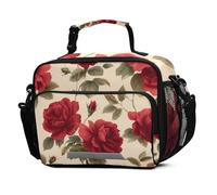 Mnsruu Grand sac à déjeuner isotherme réutilisable avec bandoulière pour enfants, garçons et filles Motif fleurs de Paris