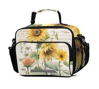 Mnsruu Grand sac à déjeuner isotherme réutilisable avec bandoulière pour enfants, garçons et filles Motif tournesol Paris