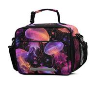 Mnsruu Grand sac à déjeuner isotherme réutilisable pour enfants, garçons et filles, motif méduse et océan, rose, violet, avec bandoulière