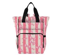Mnsruu Grand sac à dos à langer étanche avec fond rayé rose pour maman et papas