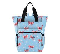 Mnsruu Grand sac à dos à langer imperméable pour bébé avec motif nœud rouge et blanc rayé pour les mamans et les papas