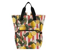 Mnsruu Grand sac à dos imperméable à motif rayé citron pour les mamans et les papas