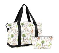 Mnsruu Grand sac de voyage avec compartiment à chaussures et poche humide, animaux sauvages, girafe, éléphant, guépard, sac de sport avec trousse de toilette, #03, Taille unique, Mode