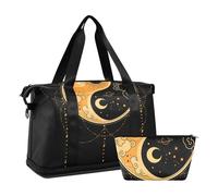 Mnsruu Grand sac de voyage avec compartiment à chaussures et poche humide, attrape-rêves motif lune, soleil, tribal Yin Yang avec trousse de toilette, #04, Taille unique, Mode