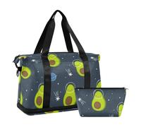 Mnsruu Grand sac de voyage avec compartiment à chaussures et poche humide, joli avocat dans l'espace avec trousse de toilette, #02, Taille unique, Mode