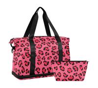Mnsruu Grand sac de voyage avec compartiment à chaussures et poche humide, motif camouflage panthère rose tigré, pois cramoisis, jaguar noir, sac de sport avec trousse de toilette, #03, Taille unique,