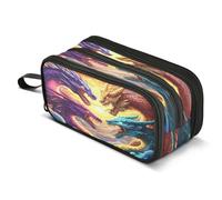 Mnsruu Grande trousse à crayons avec motif de dragon et 3 compartiments pour garçons et filles