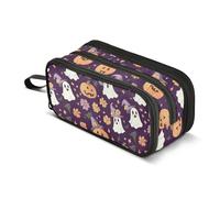 Mnsruu Grande trousse à crayons fantôme violet chapeaux fleur citrouille trousse à crayons bureau papeterie trousse de maquillage pour collège lycée filles garçons