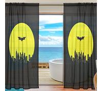 Mnsruu Isaoa Noir Batman Mode 2 pcs Tulle Rideau pour Chambre à Coucher Salle de séjour Home Décor, 139,7 x 198,1 cm, Polyester, Multicolore, 55x78x2(in)