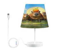 Mnsruu Lampe de chevet amusante Capybara Crocodile Orange Lampe de table Ampoules LED Lampe de bureau Abat-jour en tissu pour chambre à coucher Salon Taille M