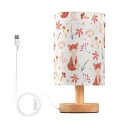 Mnsruu Lampe de chevet animal de la forêt orange renard lampes de chevet lumière LED lampe de bureau abat-jour en tissu petite lampe pour chambre à coucher salon (ampoule incluse)
