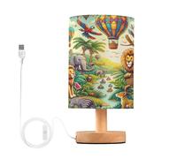 Mnsruu Lampe de chevet animaux de la jungle et montgolfière avec base antidérapante pour décoration de chambre à coucher et salon