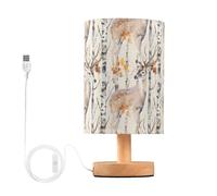 Mnsruu Lampe de chevet, cerf, forêt, animal, beige, lampes de chevet LED, lampe de bureau, abat-jour en tissu, petite lampe pour chambre à coucher, salon (ampoule incluse)