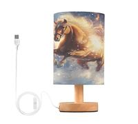 Mnsruu Lampe de chevet cheval, feu, flocon de neige, LED, abat-jour en tissu, petite, pour chambre à coucher, salon (ampoule incluse)