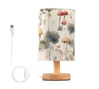 Mnsruu Lampe de chevet en forme de champignon aquarelle Lampe de chevet LED Lampe de bureau Abat-jour en tissu Petite lampe pour chambre à coucher Salon (ampoule incluse)
