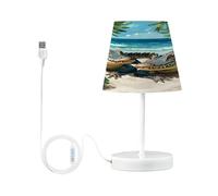 Mnsruu Lampe de chevet en forme de crocodile vert lampe de chevet de plage lampe de bureau LED abat-jour en tissu petite lampe pour chambre à coucher salon (ampoule incluse)