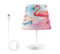 Mnsruu Lampe de chevet flamant rose oiseau papillon lampe de table ampoules LED Lampe de bureau Abat-jour en tissu pour chambre à coucher salon Taille M