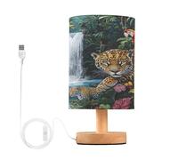 Mnsruu Lampe de chevet Jungle Léopard Perroquet Lampe de chevet Lampe de bureau Lampe de bureau Abat-jour en tissu Petite lampe pour chambre à coucher Salon (ampoule incluse)