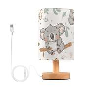 Mnsruu Lampe de chevet koala animal de la forêt papillon lampe de chevet LED lampe de bureau abat-jour en tissu petite lampe pour chambre à coucher salon (ampoule incluse)