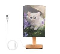 Mnsruu Lampe de chevet motif chat blanc avec base antidérapante pour chambre à coucher, salon