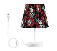 Mnsruu Lampe de chevet tête de mort rose horloge pigeon lampe de table pour chambre à coucher, table de chevet, lampe de bureau, abat-jour pour salon, dortoir, bureau