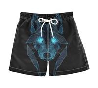 Mnsruu Lines Wolf Blue Eyes Short de bain à séchage rapide pour enfant, A0785, 10 ans
