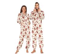 Mnsruu Little Bear Combinaison pyjama à fermeture éclair pour adulte Motif rose, Motif petit ours rose, S