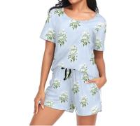 Mnsruu Little Daisy Ensemble de pyjama à manches courtes pour femme avec poche Taille S, I335, XXL