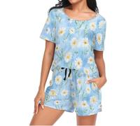 Mnsruu Little Daisy Ensemble de pyjama à manches courtes pour femme avec poche Taille S, I414, XXL