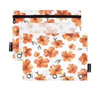 Mnsruu Little Flower - Lot de 2 trousses à crayons avec fermeture éclair et fenêtre transparente pour classeur à 3 anneaux, fournitures de bureau, Multicolore, Taille unique, Organiseur de sac