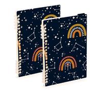 Mnsruu Lot de 2 cahiers à spirale A5 arc-en-ciel abstrait pour le travail, l'école, l'écriture, le journal, ligné, 120 pages, 15 x 21 cm