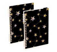 Mnsruu Lot de 2 cahiers à spirales A5 Motif constellations aquarelle pour le travail, l'école, l'écriture, le journal intime, ligné, 120 pages, 15 x 21 cm