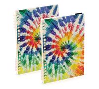 Mnsruu Lot de 2 cahiers à spirales vintage arc-en-ciel Tie Dye dégradé A5 pour le travail, l'école, l'écriture, le journal, ligné, 120 pages, 15 x 21 cm