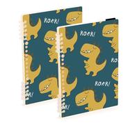 Mnsruu Lot de 2 carnets à spirale A5 avec motif de dinosaure rugissant pour le travail, l'école, l'écriture, le journal, ligné, 120 pages, 15 x 21 cm