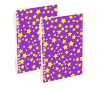 Mnsruu Lot de 2 carnets à spirales A5 à motif sans couture avec étoiles pour le travail, l'école, l'écriture, le journal, ligné, 120 pages, 15 x 21 cm