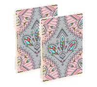 Mnsruu Lot de 2 carnets à spirales A5 avec motif de flèches ethniques pour le travail, l'école, l'écriture, le journal, ligné, 120 pages, 15 x 21 cm