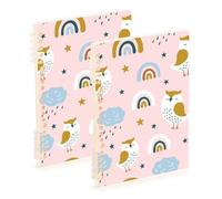 Mnsruu Lot de 2 carnets à spirales A5 avec motif sans couture avec chouette mignonne pour le travail, l'école, l'écriture, le journal intime, ligné, 120 pages, 15 x 21 cm