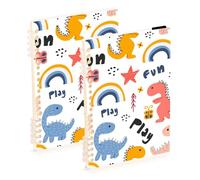 Mnsruu Lot de 2 carnets à spirales dessinés à la main Motif dinosaure mignon Format A5 Pour le travail, l'école, l'écriture, le journal intime, ligné, 120 pages, 15 x 21 cm