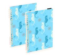 Mnsruu Lot de 2 carnets à spirales Motif hippocampe Format A5 Pour le travail, l'école, l'écriture, le journal intime, ligné, 120 pages, 15 x 21 cm