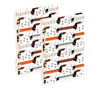 Mnsruu Lot de 2 carnets de notes à spirale Motif teckel mignon et instruments de musique Format A5 Pour le travail, l'école, l'écriture, le journal intime, ligné, 120 pages, 15 x 21 cm