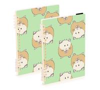 Mnsruu Lot de 2 grands carnets de notes à spirales A5 avec motif hamster pour le travail, l'école, l'écriture, le journal intime, ligné, 120 pages, 15 x 21 cm