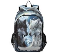 Mnsruu Lot de 2 sacs à dos pour garçons et filles Motif loup galaxie Boho Wolves Forest Sac à dos décontracté pour ordinateur portable Sac à dos de voyage pour homme et femme