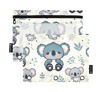 Mnsruu Lot de 2 trousses à crayons pour classeur à 3 anneaux, trousse à crayons avec fermeture éclair et fenêtre transparente pour bureau, voyage, cosmétiques, Ours koala mignons, one sizex2, Mallette