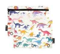 Mnsruu Lot de 2 trousses à crayons pour classeur à 3 anneaux, trousse à crayons avec fermeture éclair et fenêtre transparente pour bureau, voyage, cosmétiques, Dinosaures, one sizex2, Mallette