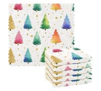 Mnsruu Lot de 6 Chiffons de Nettoyage en Microfibre réutilisables Motif Arbres colorés et étoiles