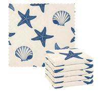 Mnsruu Lot de 6 Chiffons de Nettoyage en Microfibre réutilisables Motif étoiles de mer et Coquillages