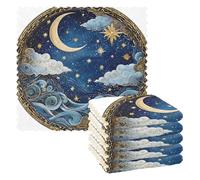 Mnsruu Lot de 6 Chiffons de Nettoyage en Microfibre réutilisables Motif Lune, étoiles, Cercles