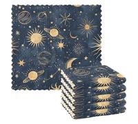 Mnsruu Lot de 6 Chiffons de Nettoyage en Microfibre réutilisables Motif Soleil, Lune, étoiles pour la Vaisselle suédoise